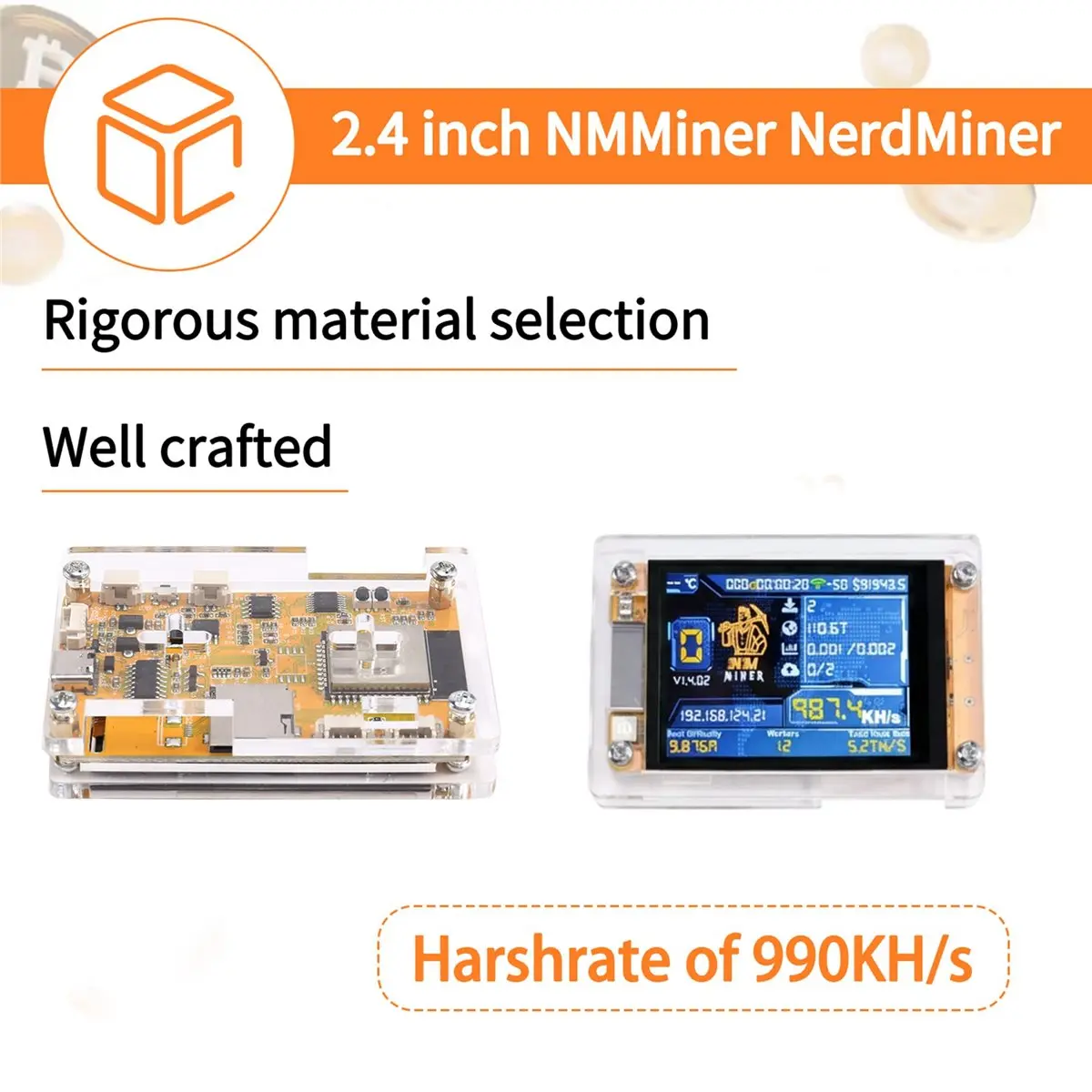 990kh-s-nmminer-nerdminer-アップグレード版ハーシュレート-24-インチ-スマート-ディスプレイ-ビットコイン-クリプト-ソロ-ロッタリー-マイナー-nerdminer-を購入できます
