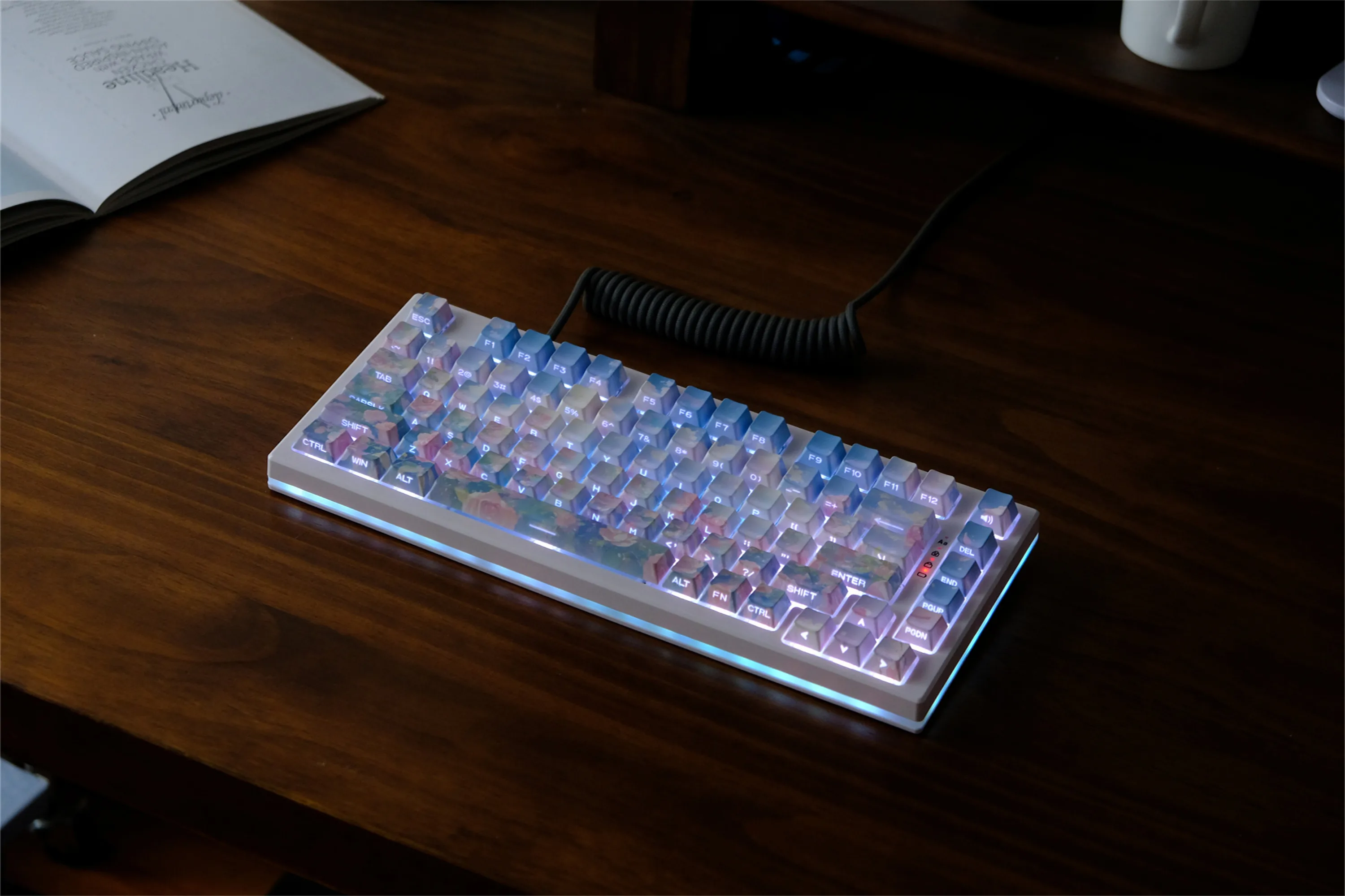 Rose Garden Side Backlight Keycaps 131 Keys PBT Material Cherry Profile DYE-SUB For CHERRY MX Switch Mechanical Keyboard Keycap