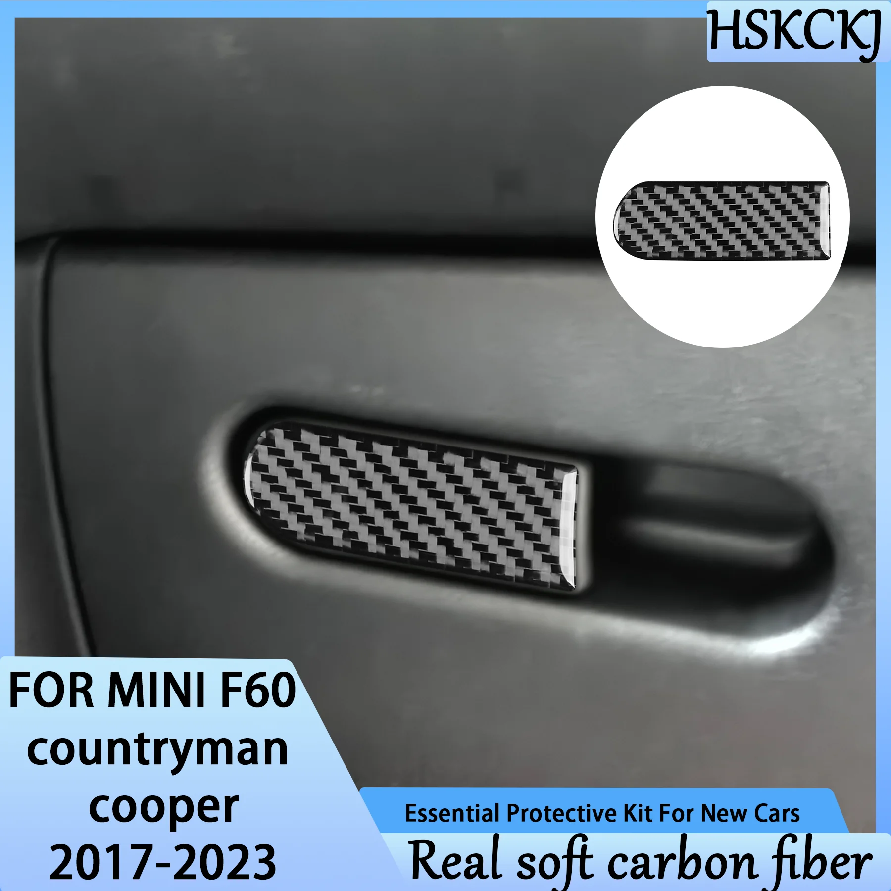 

FOR MINI F60 Countryman Cooper 2017-2023 Car Passenger Glove Box Handle Switch Decor Carbon Fiber Interior Accessories Sticker