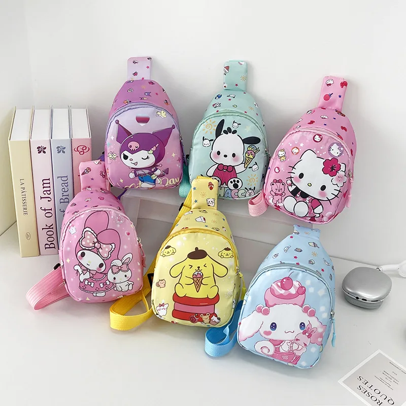 

Anime Cinnamoroll Children's Breast Bag Cute Kindergarten Schoolbag Fashionable Slant Backpack Shoulder Bag Coin Wallet Gift