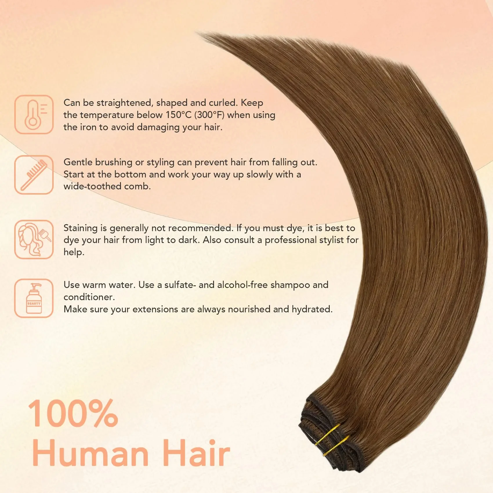 120G Clip In Hair Extensions Straight Natural Human Hair #6 Clip Ins Remy Hair 8Pcs/Set Full Head Chestnut Brown Hair Clips In