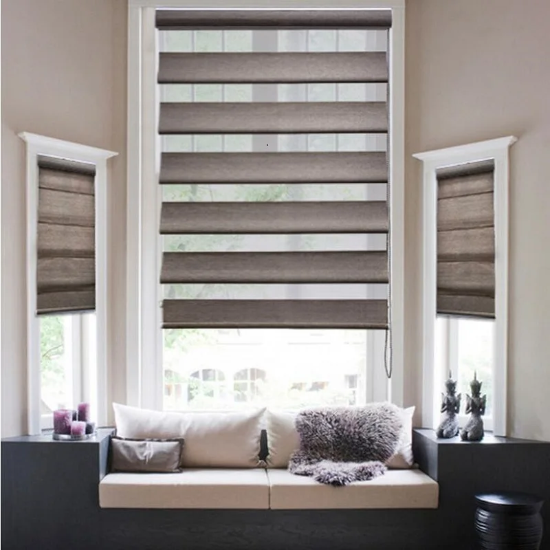 Roman Roller Shades,Pleated Roman Blinds,Window Roman Curtain,Customize Manual or Electric (RM-250106-JN-XSJ-M/E)