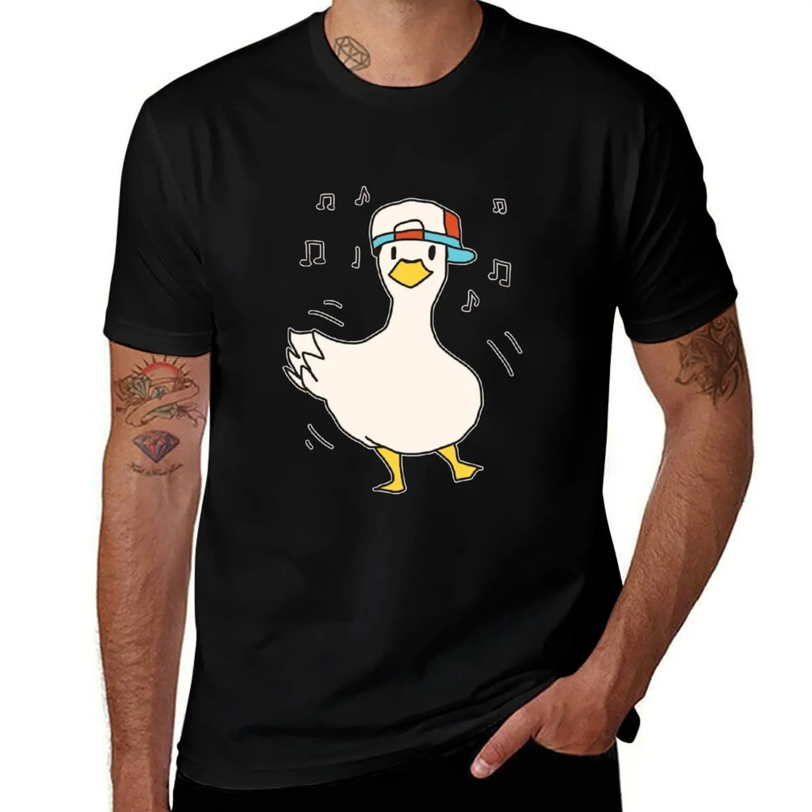 Shuba Dancing Duck Meme Funny Cute Duck Wearing Hat Sticker T-Shirt Plus Size All Match Tee Shirt