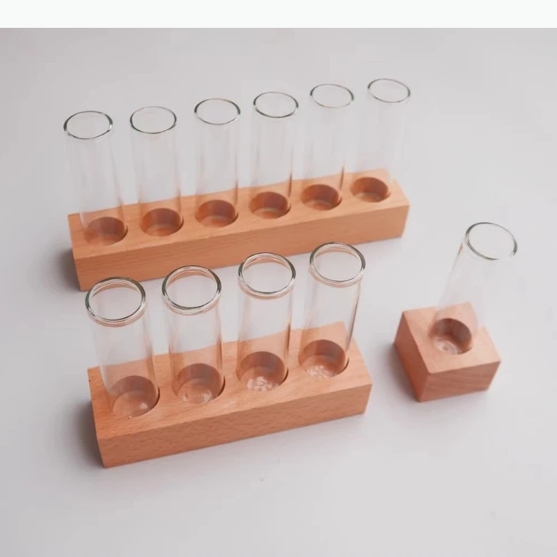 Glass Tube Tableware Wooden Pallets Dessert Dining Plate Sugar Water Pastry Plate Dim Sum Dish