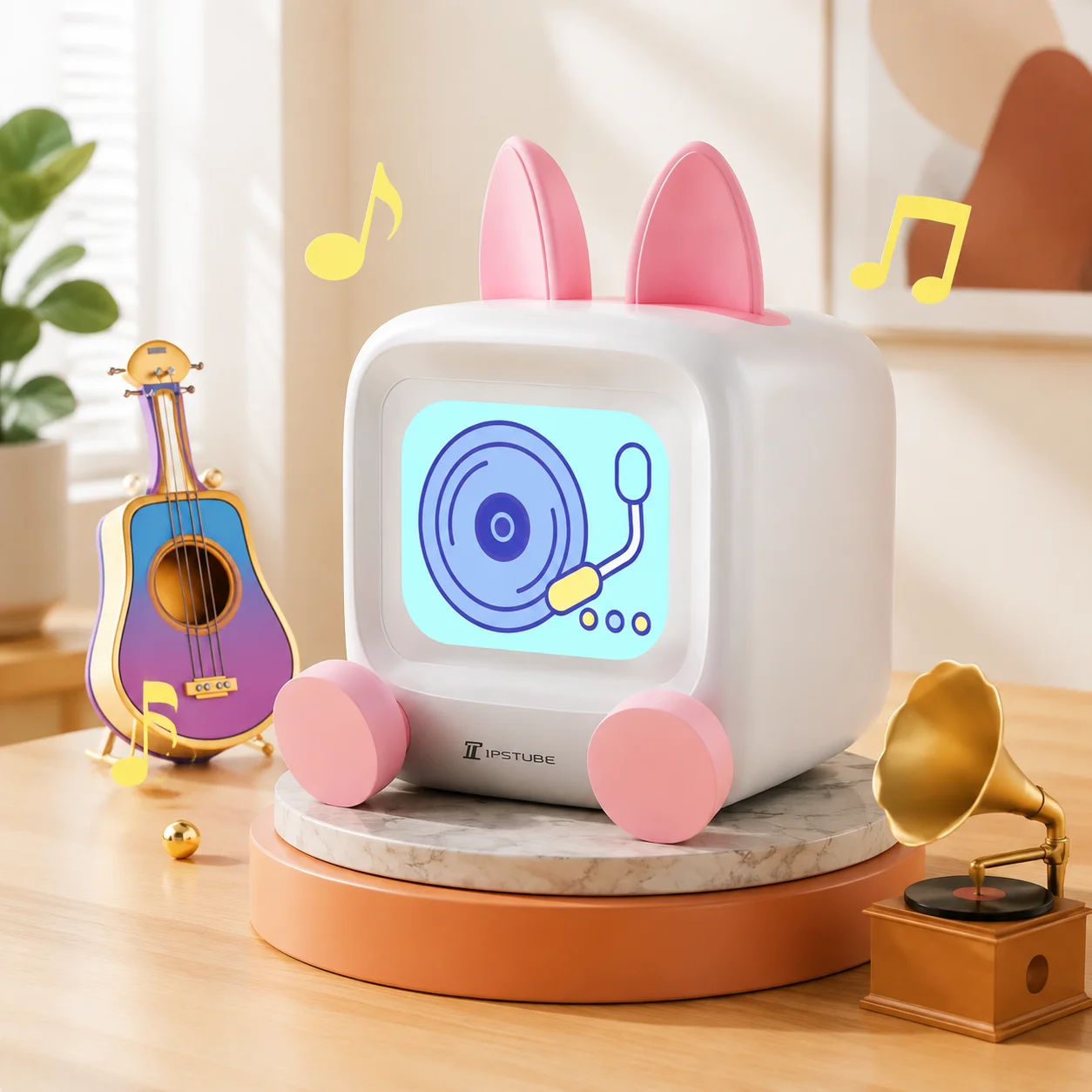 Digital Mini TV Display Bluetooth Speaker Weather Clock Desktop Pet Robot Smart Ornament APP DIY GIF Animation Decoration