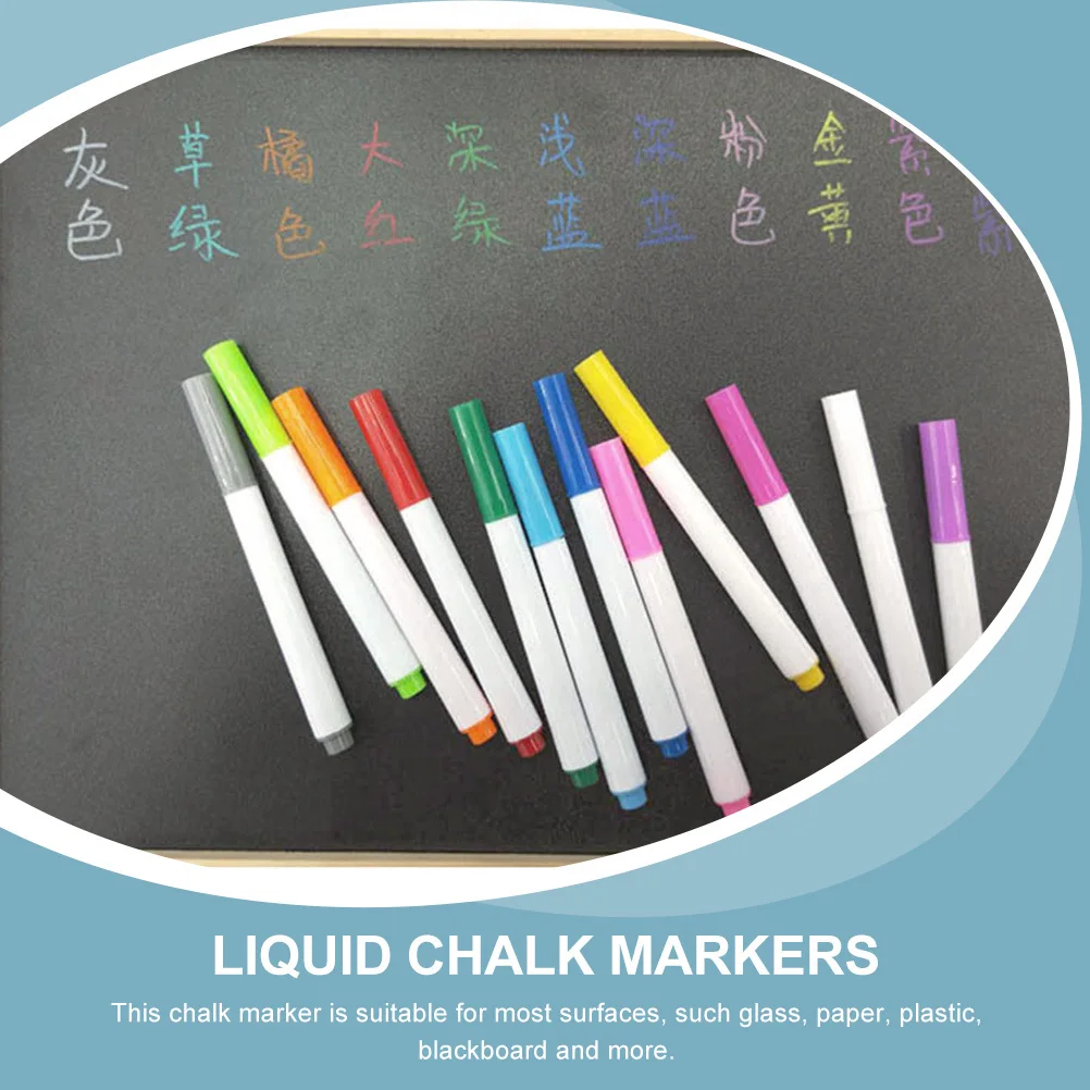 

24 Pcs Chalk Pens Water Soluble Liquid Marker for Chalkboard Metal Markers