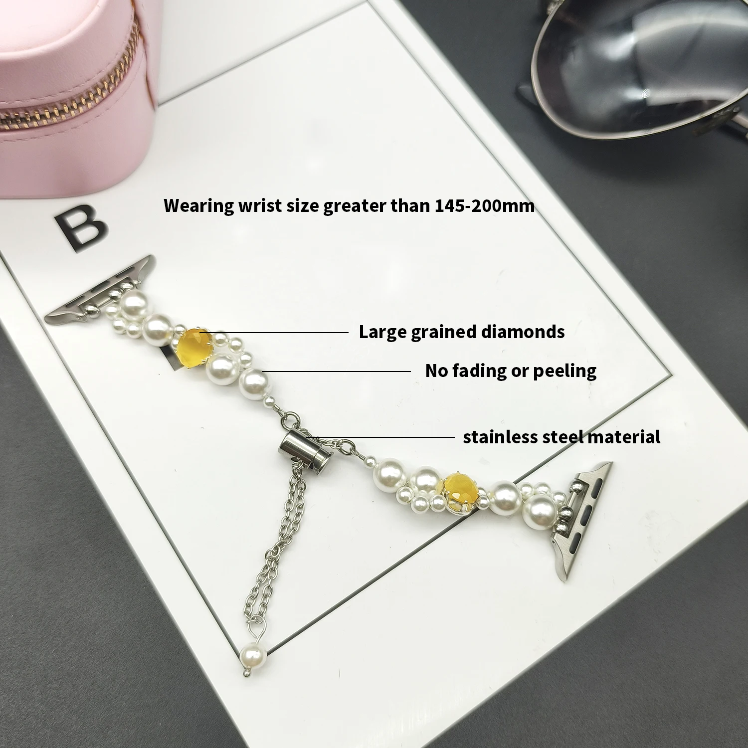 Ремешок-браслет с жемчугом «кошачий глаз» для Apple Watch S11, 42 мм, 45/44/41/40/38 мм, ремешок для девочек iWatch Series S8 S9 7 6 5-1