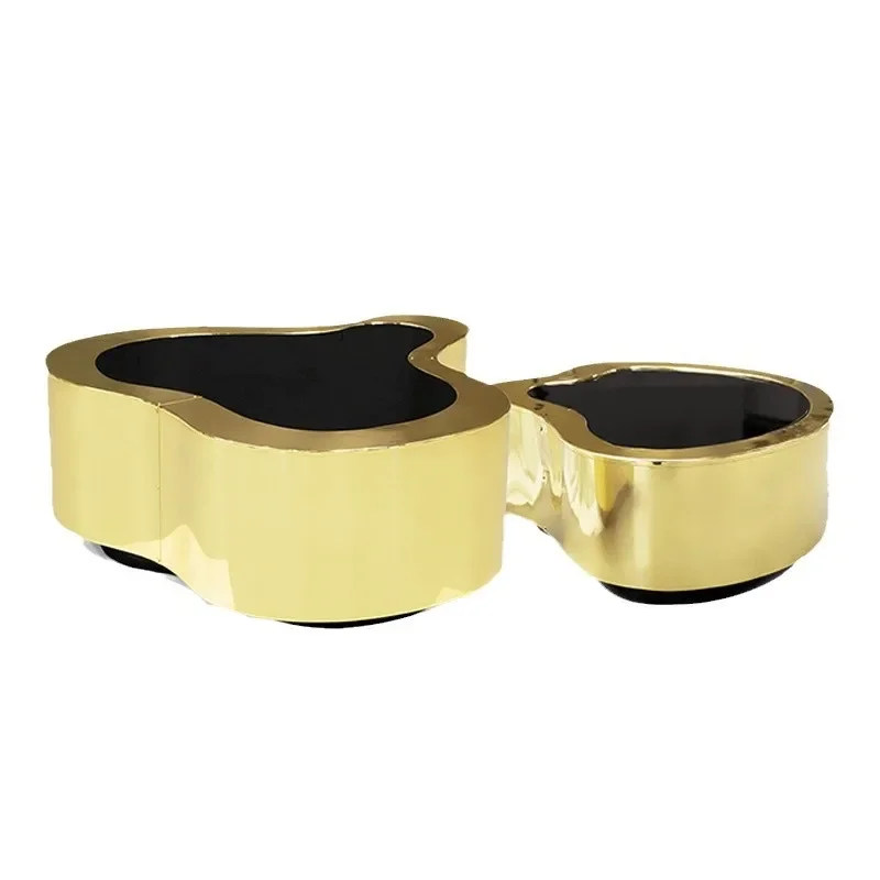 

Portuguese luxury design sense irregular special-shaped wavy pattern personalized coffee table combination