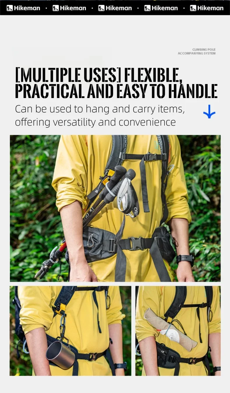 Wanderstock-Befestigungsriemen, Rucksack-Zubehör, einfache elastische Schlaufe, schnelle Installation, keine Demontage, Outdoor-Camping-Trekkingstockhalter – Detail 8