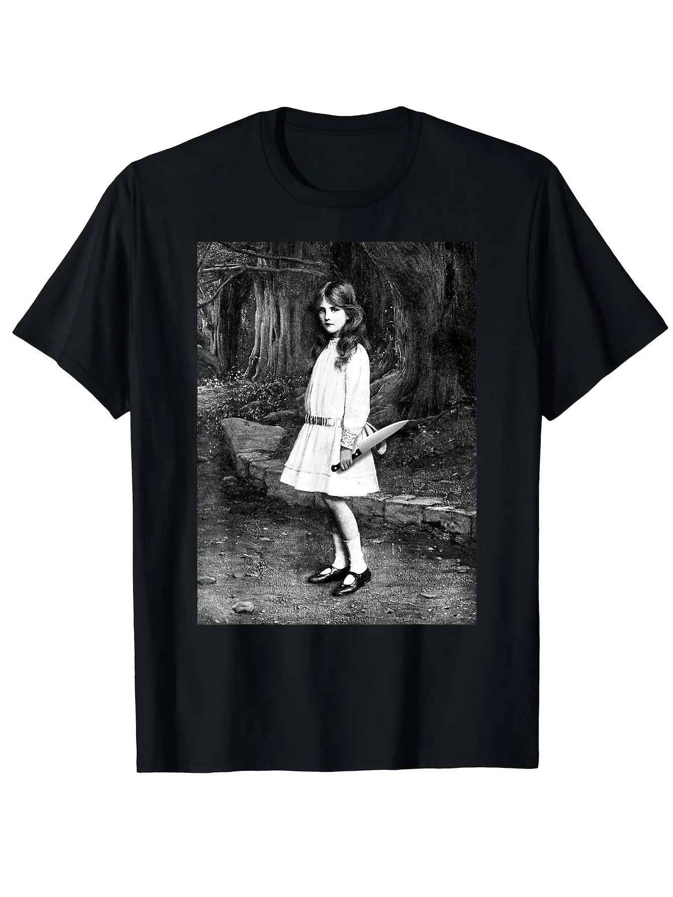 Horror Nightmare Butcher Knife Horror Fan T-shirt Classic Black Suitable for Sports Travel, Casual Daily Wear