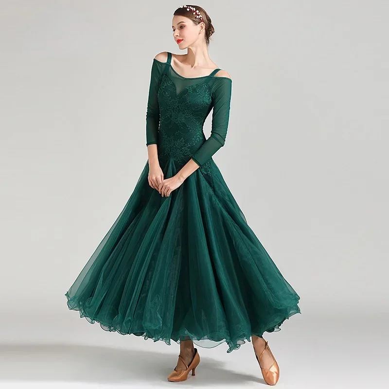 Nuovo abito da ballo da sala da donna moderno standard nazionale valzer costumi da spettacolo tango foxtrot valzer abiti da competizione