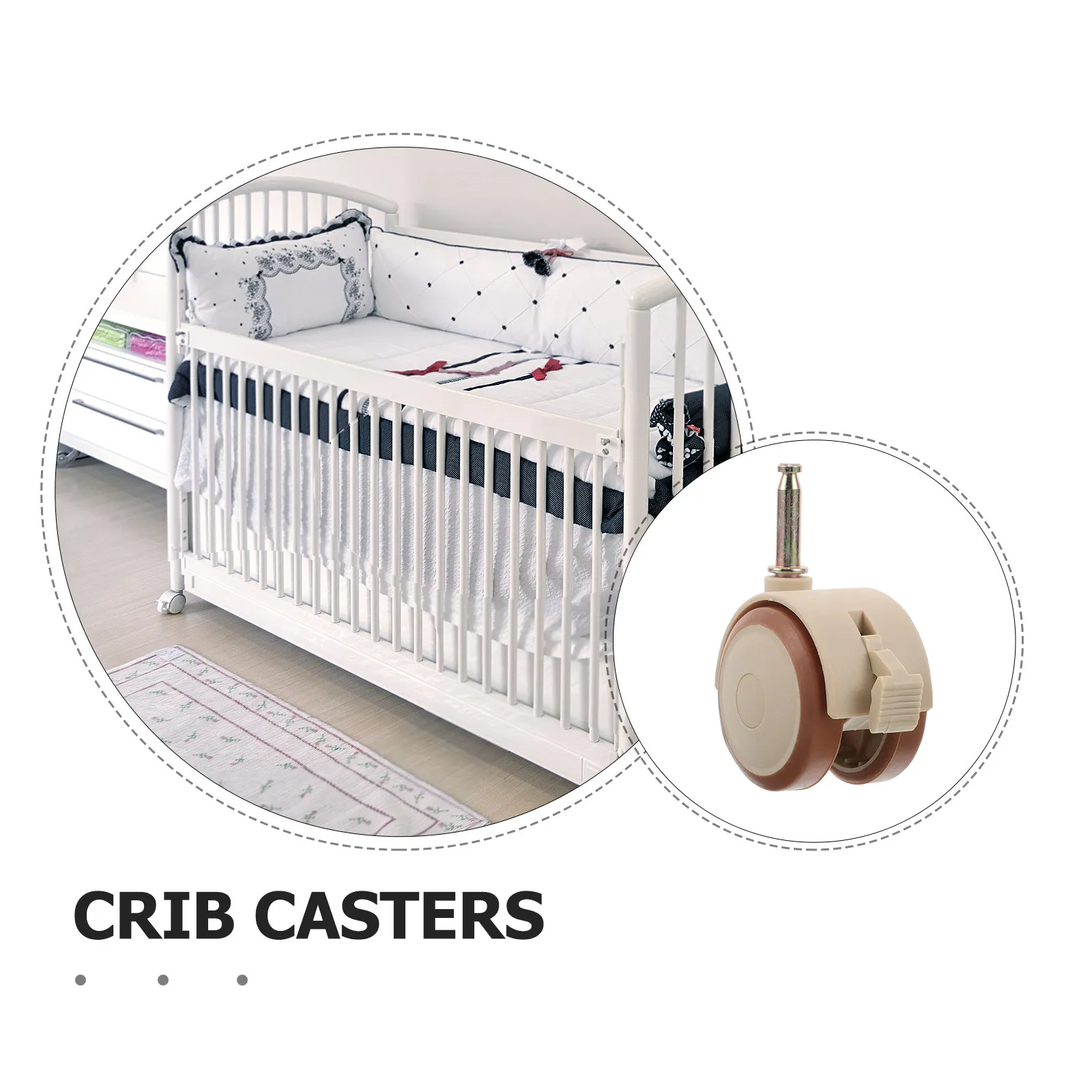 Crib Casters Heavy Duty Baby Furniture Desk Wheels Rubber Universal Rod Wheel Rubber Rod Silent Brake Universal
