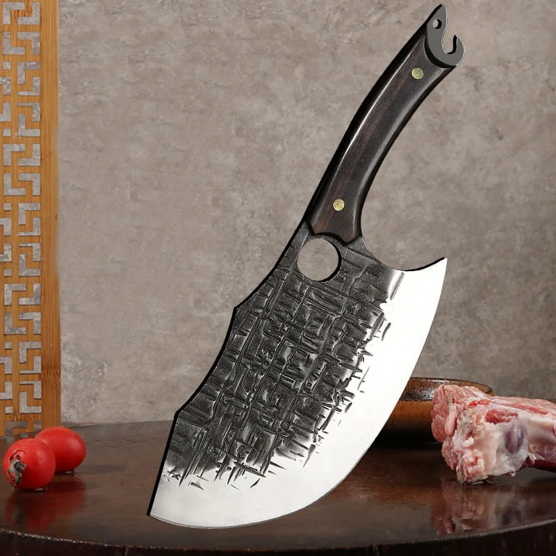 Upgrade High Carbon Steel Meat Cleaver Knife Heavy Duty Dragon Bone Heavy Cutting Knife Premium Professional Butcher Chopper