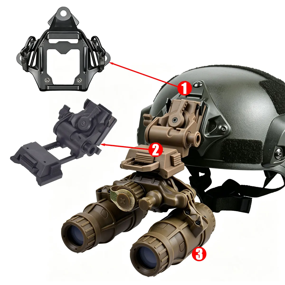 NVG NO FUNCTION Binocular Model Night Vision Goggles Model Side Flipping Nylon Simulation Prop Fast Helmet Adapter for Cosplay
