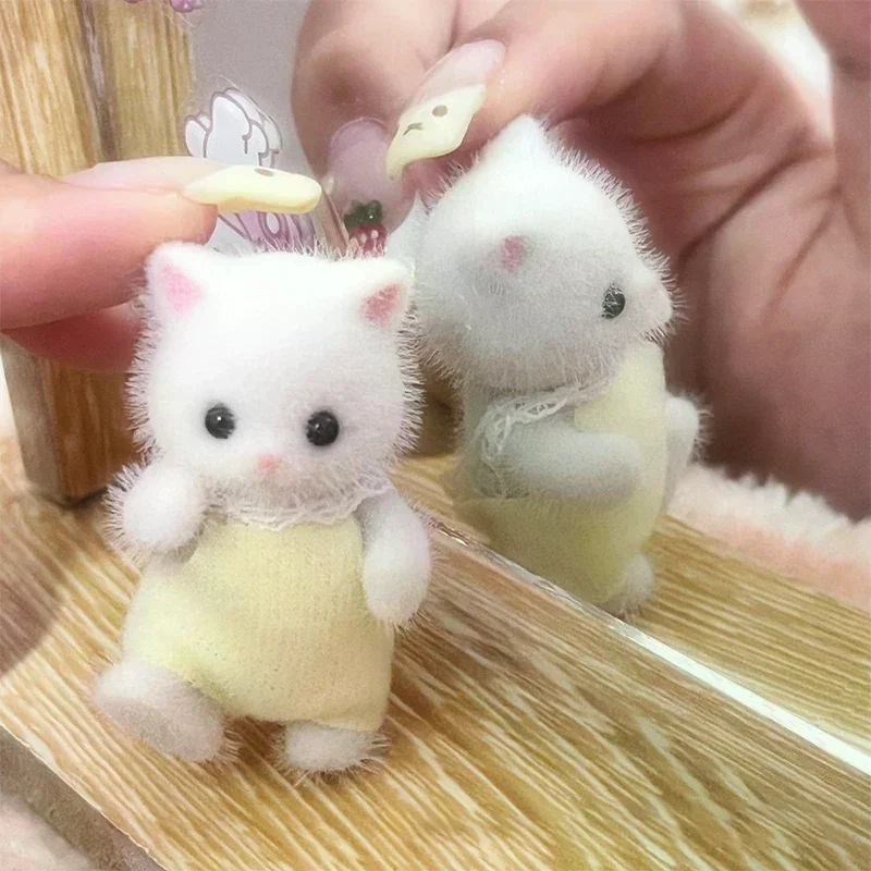 /Cna/new Families Forest Flocking Cat Model Plush Dolls Figurines Anime Toys Table Decoration Birthday Party Gift 1pc