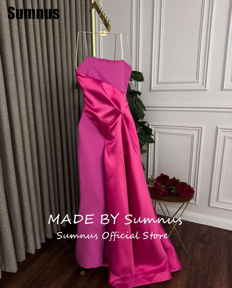 SUMNUS Elegant Mermaid Evening Dress Simple Strapless Floor-Length Celebrity Dresses Formal Gown Women Contrast Color Customized