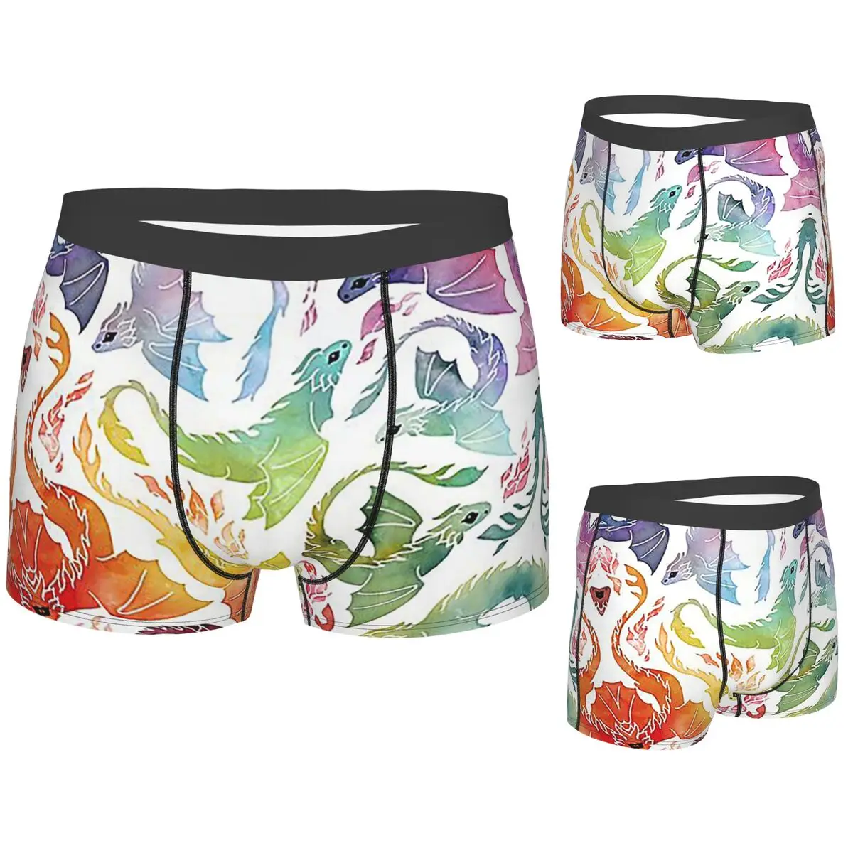 

Boxer Underpants Shorts Dragon Fire Rainbow Panties Male Ventilate Underwear for Homme Man Boyfriend Gift