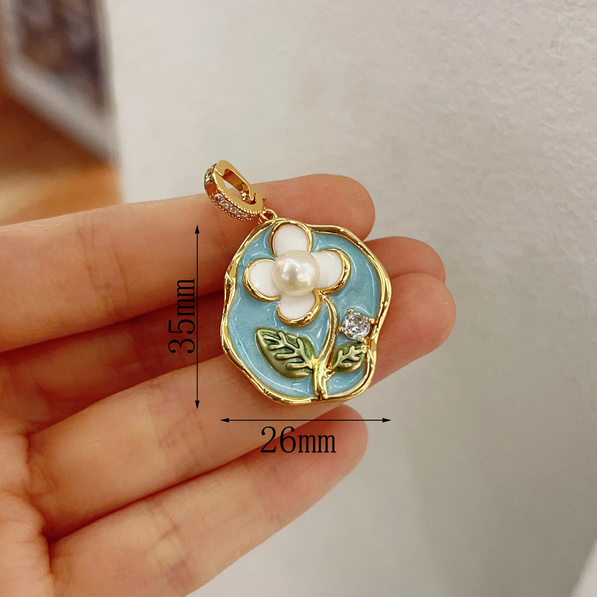 1pcs Pearl Necklace Pendant Natural Freshwater Pearl Seiko Oil Drop Rose Oil Painting Style DIY Jewelry Accessories Wholesales