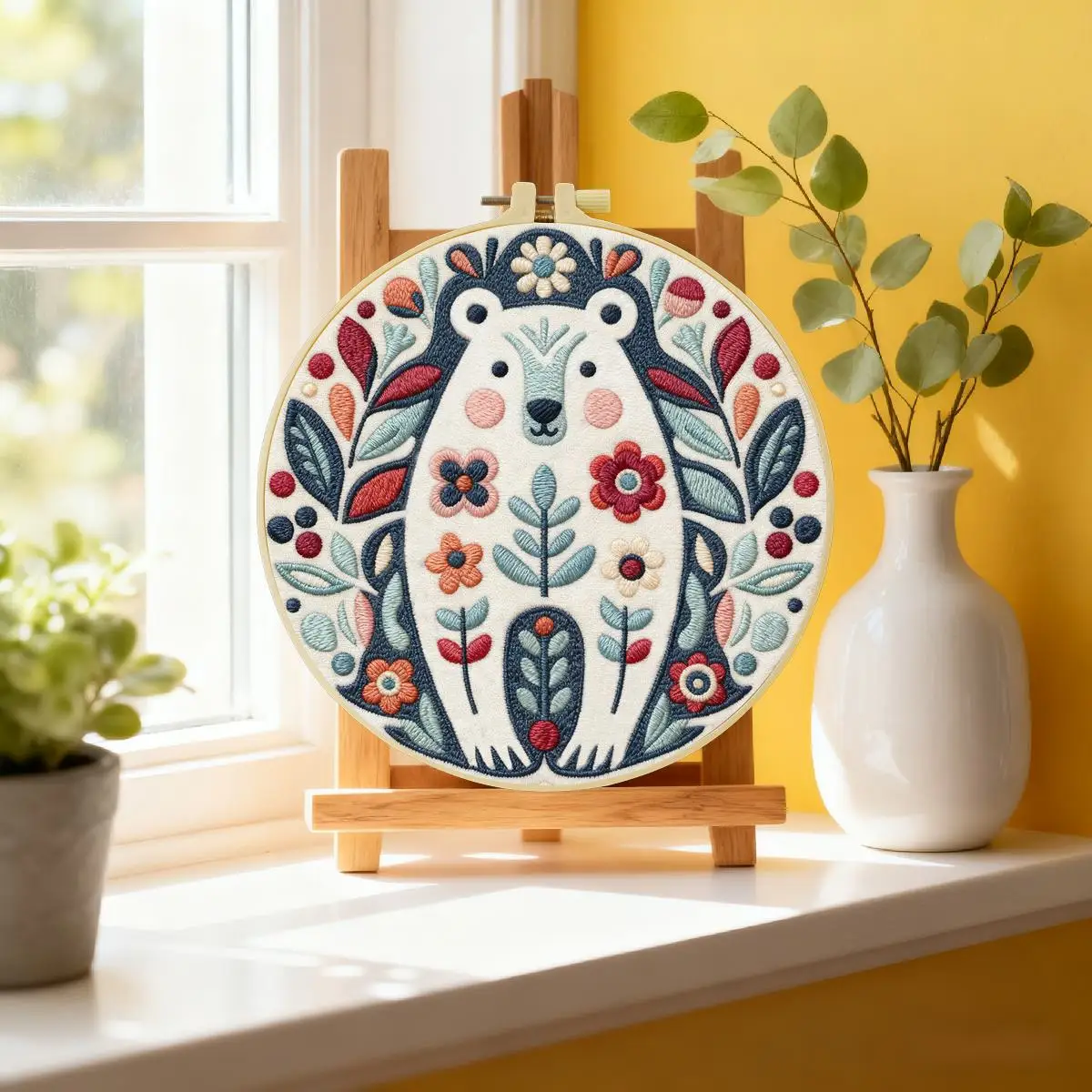 1 Stück 20X20CM/15X15CM 7,87/6,3 Zoll Tier - Bär Stickerei Starter-Kit DIY-Kit DIY-Stickerei-Set Handarbeiten Nadelkunst – Detail 1