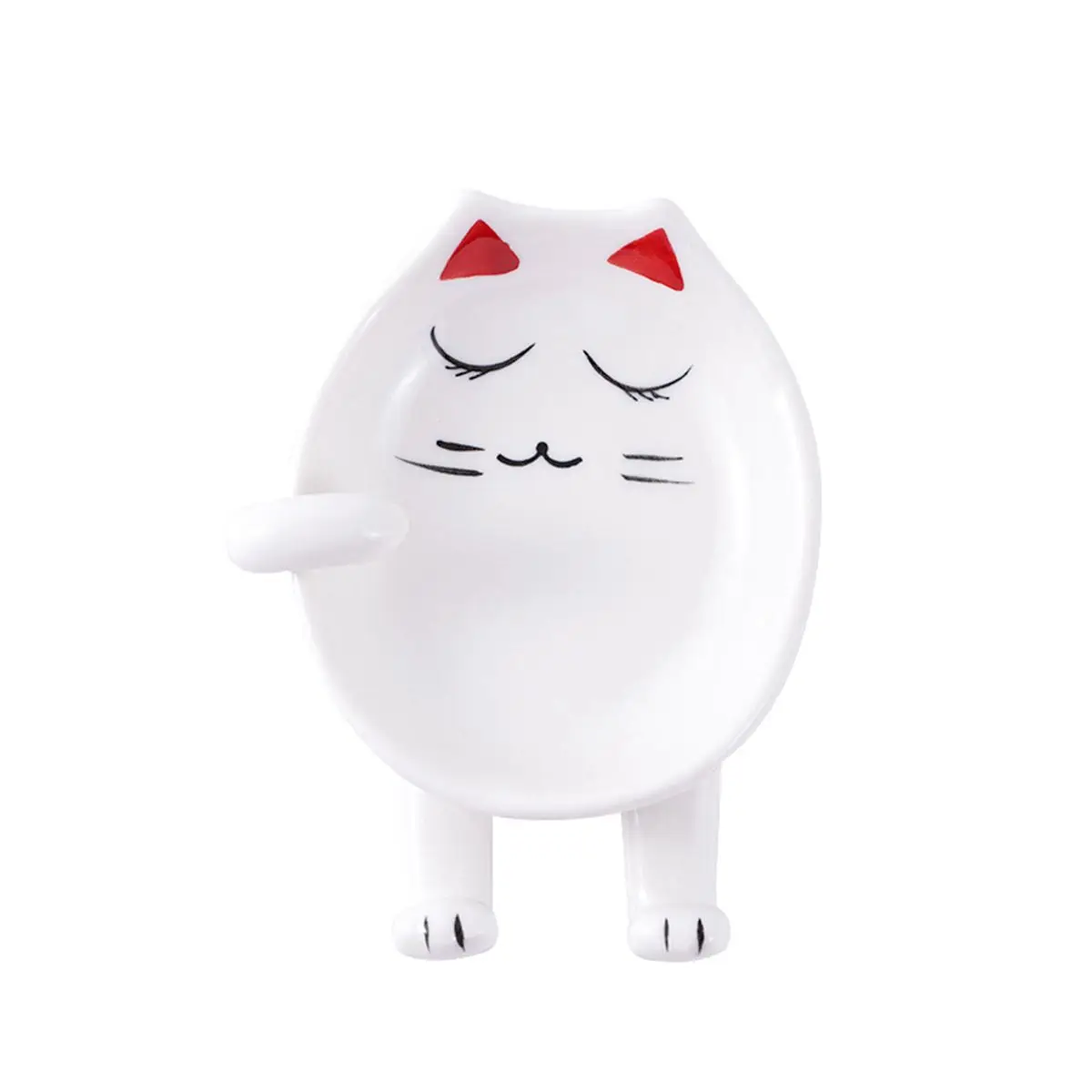 Kitchen Cat Design Storage Organizer Ceramic Spoon Rest Stove Holder Utensil Rack Pot Lid Stand