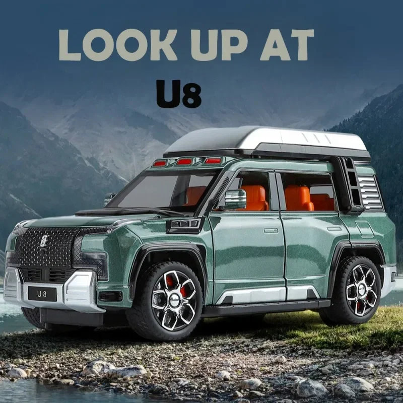 

1:24 Look Up At U8 Off Road Car Model Simulation Sound Light Children Metal Diecast Toy Vehicle Collection Miniature Voiture