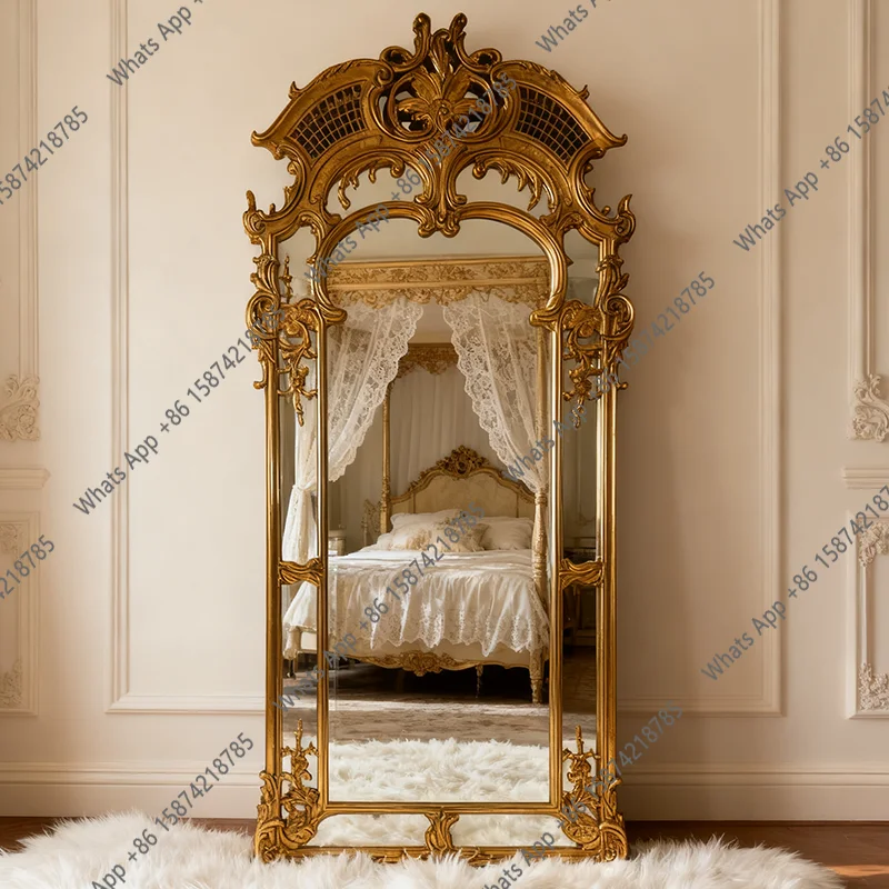 P Y Vintage Floor Mirrors Full Body Luxury Nordic Princess Standing Mirrors Full Body Gold Design Espejos De Piso Room Decoratio