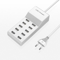 USB Charger Station,10-Port 50W/10A Multiple USB Charging Station Multi Ports USB Charger Charging for Tablet Laptop Computerg