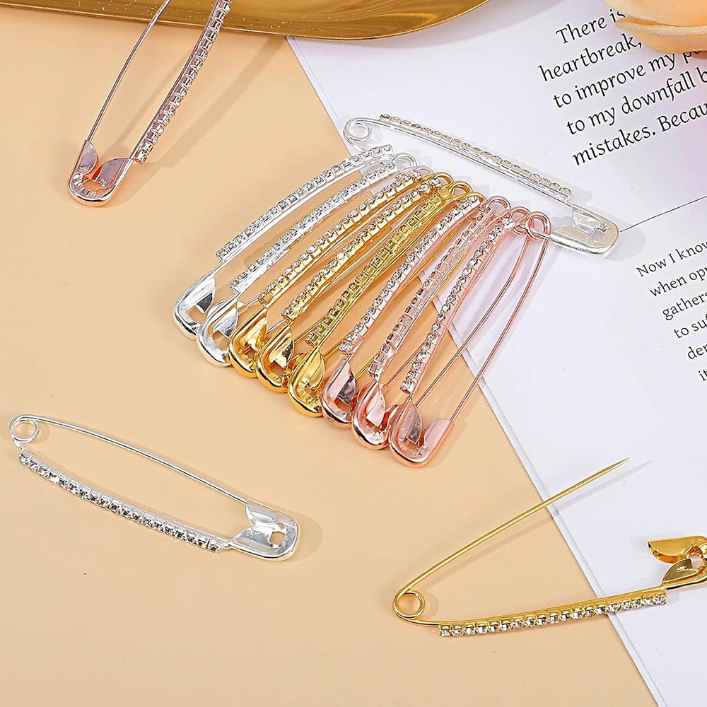 12 épingles de sûreté en strass, grandes broches fantaisie pour femmes, épingles décoratives pour pulls, châles, vêtements et chapeaux