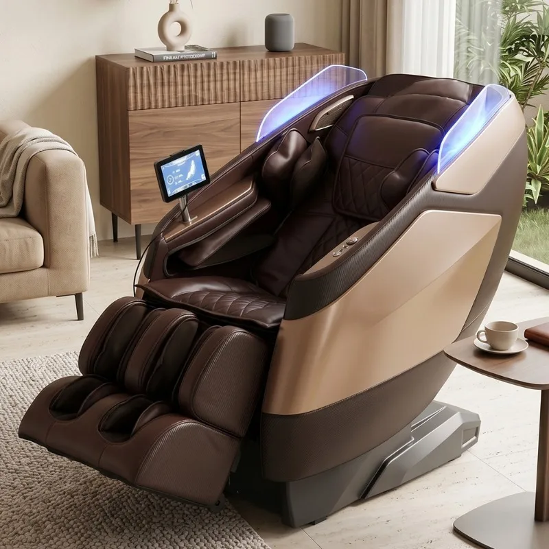 Airo Luxury Full Body SL Track Zero Gravity Massage Chair with 7 Inch LED Touch Screen Bluetooth Music One-piece Free