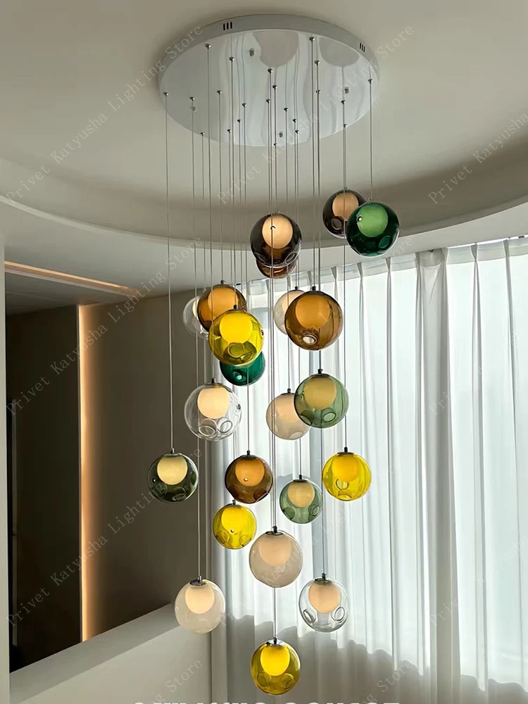 High-end Designer Bubble Glass Ceiling Pendant Lights, Nordic Minimalist Chandelier for Dining Room Office Decor