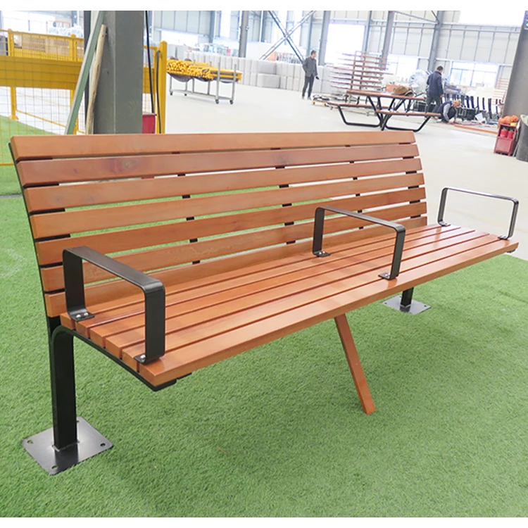 For Public Outdoor Bench Wooden Patio Metal Resting Commercial Bench Folding Picnic Heavy-Duty Cheap Outdoor Park Bench