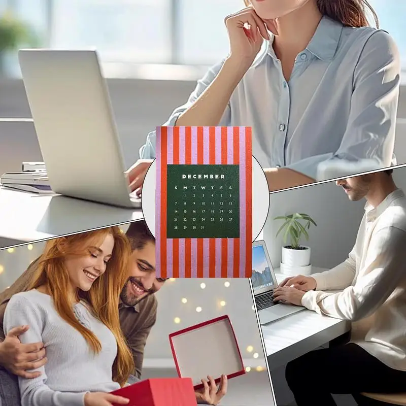 تقويم 2025 هندسي لمدة 12 شهرًا تقويم فني هندسي لتزيين الطاولة تقويم ورقي إبداعي للتنظيم والتخطيط