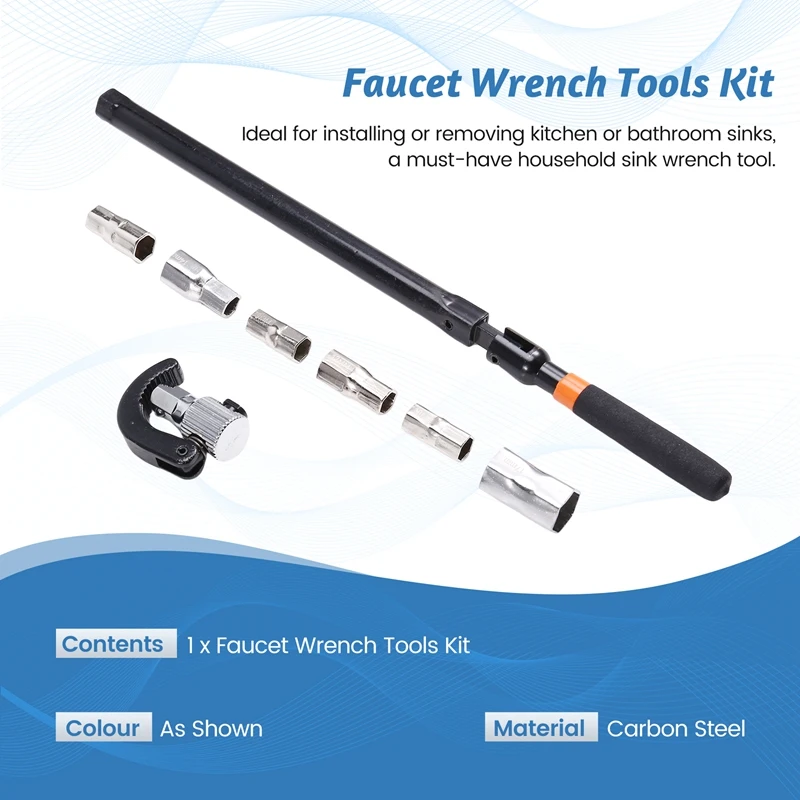 蛇口レンチ-炭素鋼-配管工-スリーブ-レンチ-バック-ナット-レンチ-シンク-洗面器-タップ-取り付け-シンク-レンチ-ツールキットを作成する