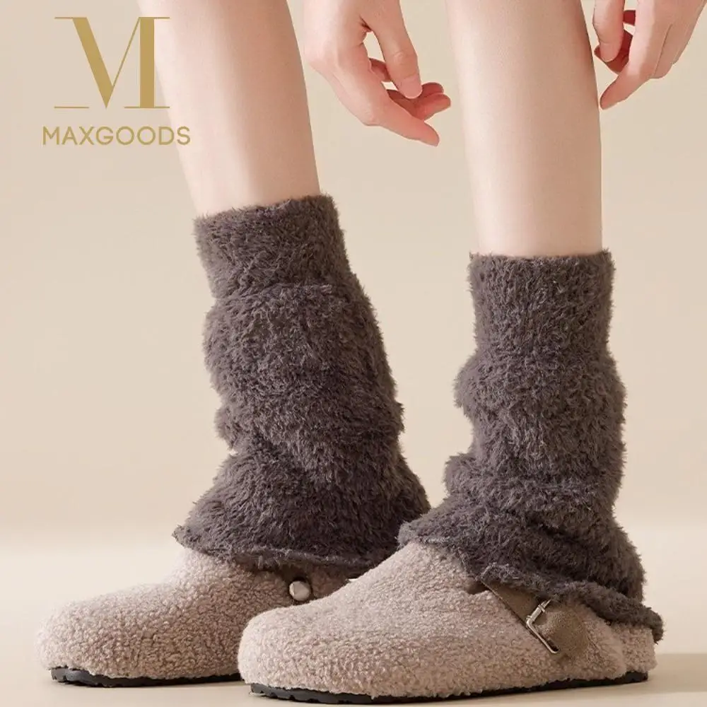 

Новые гетры из кораллового флиса, однотонные утолщенные носки до середины икры, теплые бахилы в стиле Харадзюку, осень и зима