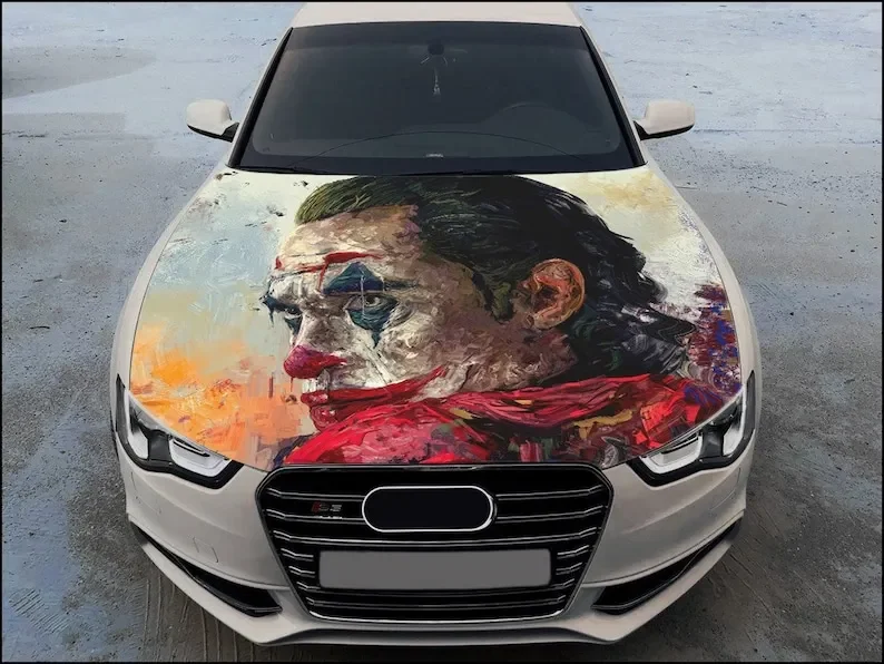 

Joker Car Hood Wrap Full Color Vinyl Decal Villain Sticker #4