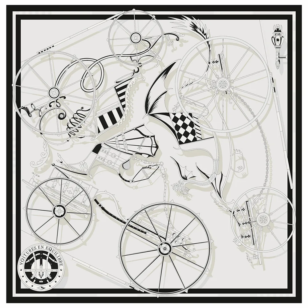 90 cm Neue Räder Marke Platz Schal Frauen Design Twill Seide Schal Schal Hijab Luxus Bandana Mode Halstuch Kopf Schal – Detail 8