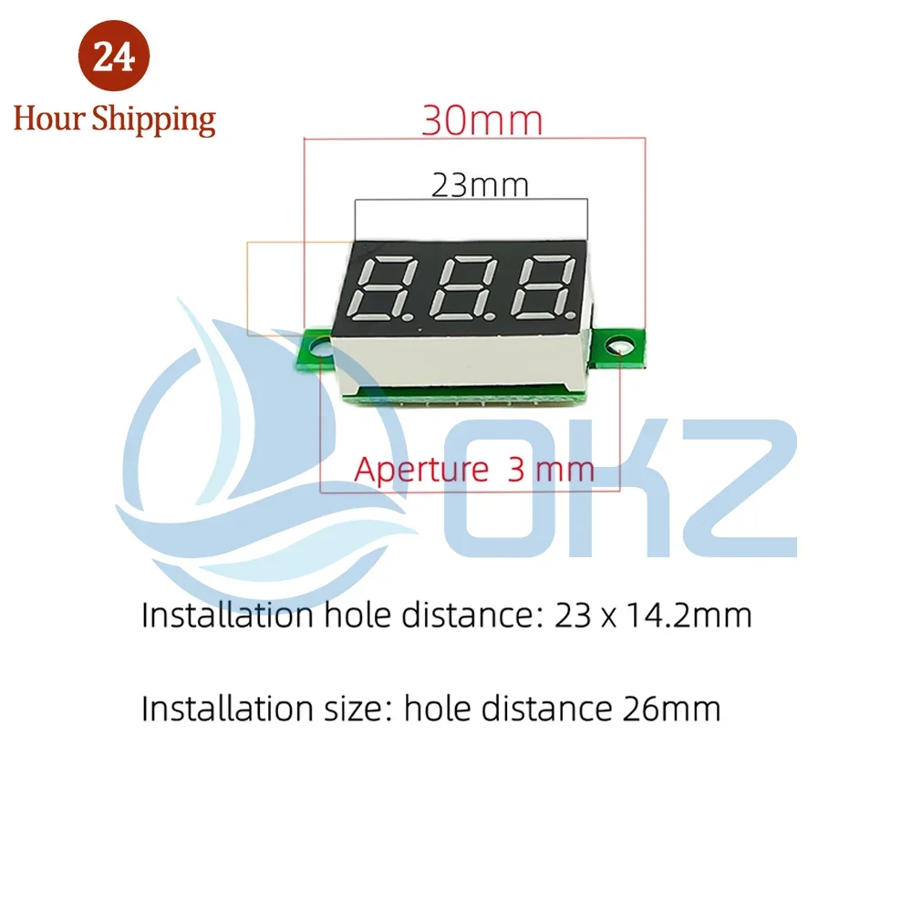 0.36 Red Blue Digital LED Mini Display Module DC2.5V-32V DC0-100V Voltmeter Voltage Tester Panel Meter Gauge for Motorcycle Car