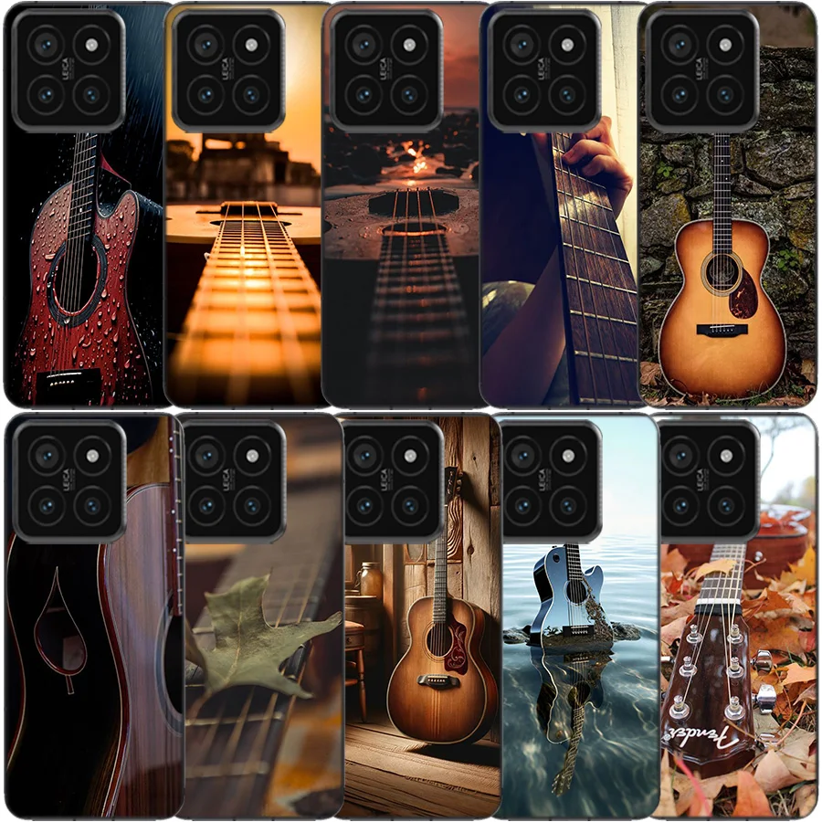 Guitar Collection Clear Phone Case For Xiaomi Poco X6 X5 Pro X4 X3 NFC F4 GT F6 F5 F3 M5 M5S M4 M3 Pro F2 F1 TPU Pattern Soft Fu