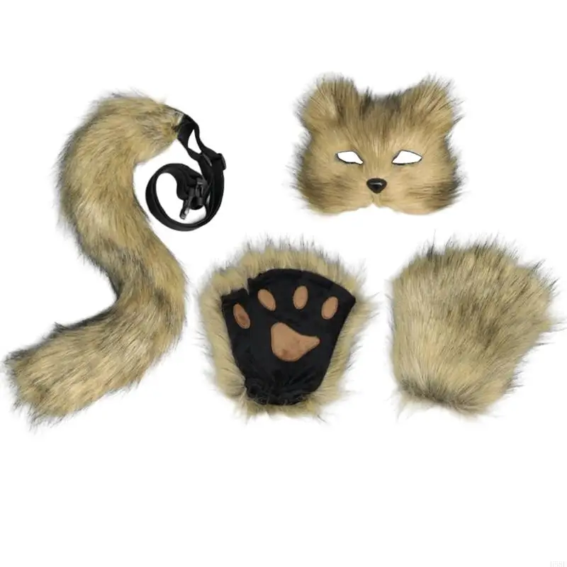 H58E Halloween Foxes Cosplay Set ، Cats Wolf Dress Up Assume for Kid Birthday