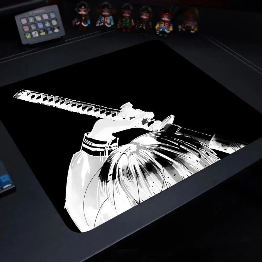 

Japanese Samurai Desk Mat XXL Black and White Gaming keyboard mat Oni Samurai 45x40 deskpad Japanese Katana Sword Mousepad