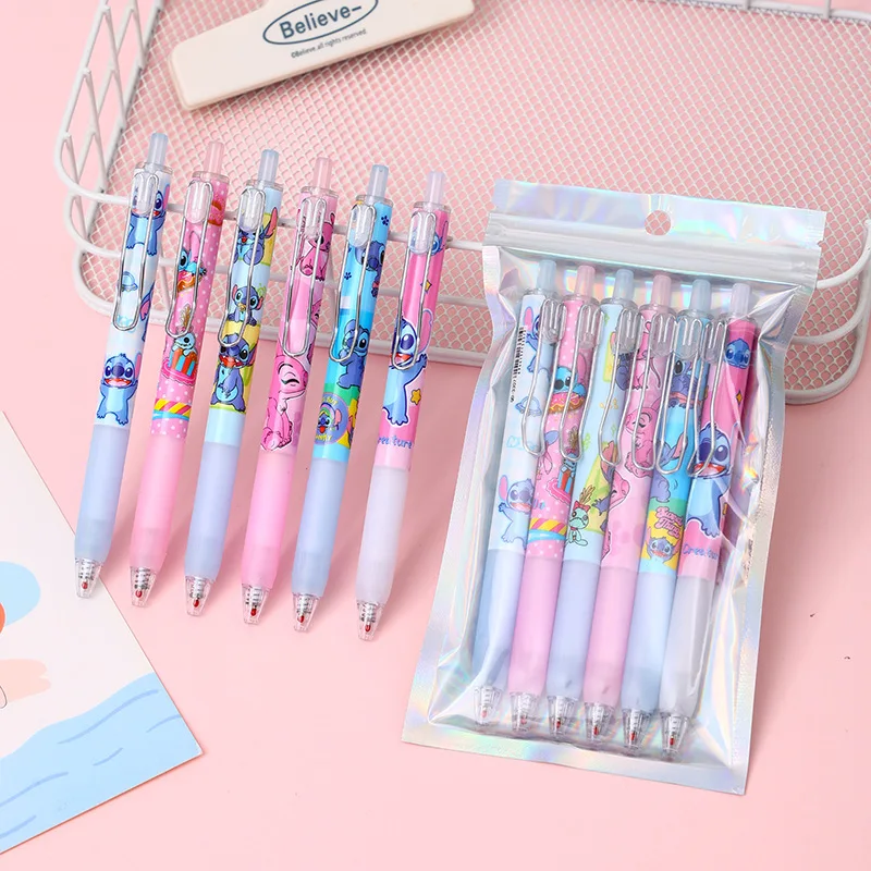 36pcs/lot Kawaii Disney Stitch Press Gel Pens For Writing Cartoon 0.5mm Black Ink Neutral Pen Office School Supplies