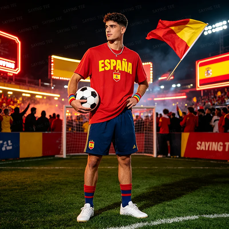 Retro Spanische Flagge Spanien Shirt Vintage España Jungen & Mädchen T-Shirt Y2k 2 Sterne Fußball Champions Espana Fußballmannschaft Spruch-T-Shirt – Detail 6