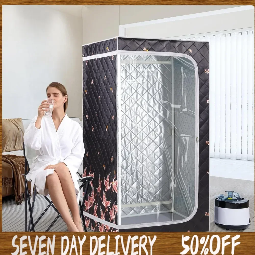 

Sauna Full Size Portable Steam1500 Watt 4 Liter Steamer with Remote Control, Timer, Foldable L 33.8" X W 33.8" X H 65.7"Crane