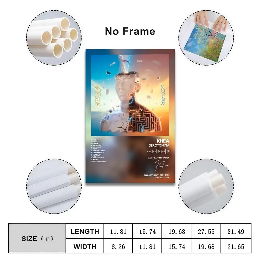 Khea Serotonina Poster Peelable Self-Adhesive Album Cover Stickers, Frameless Wall Art for Singer Band Pop Rap Bedroom