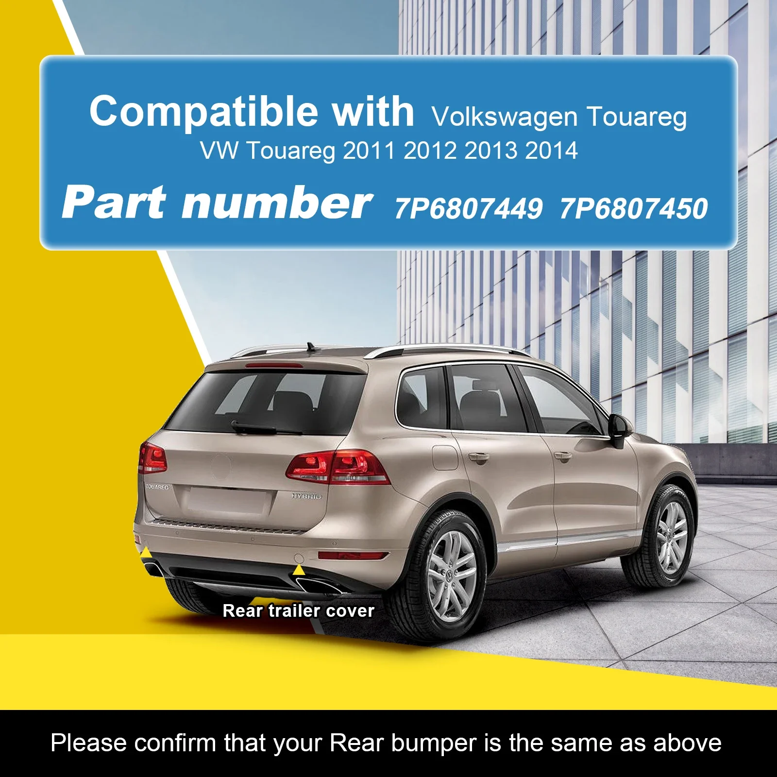 For VW Touareg 2011 2012 2013 2014 Rear Bumper Tow Hook Cap Towing Eye Cover 7P6807449 7P6807450 Car Accessories Trailer Cover