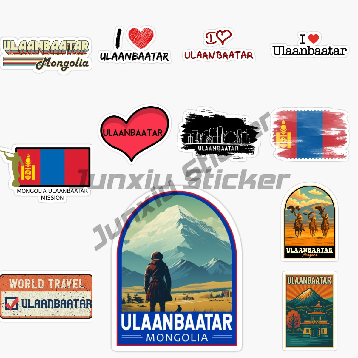 Mongolia ULAANBAATAR National Flag and Emblem Scenic Adventure Car Stickers Vinyl Waterproofing Self-adhesive Flower Decal