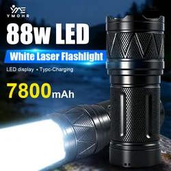 White Laser Handhold Flashlight Tactical Rechargeable LED Flashlight 18650 Battery Power Bank Zoom Torch Outdoor Camping Lantern