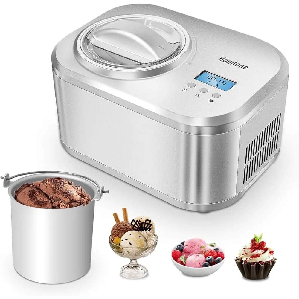 

Homtone Ice Cream Maker 1 Quart, No pre-Freezing Automatic Ice Cream Machine