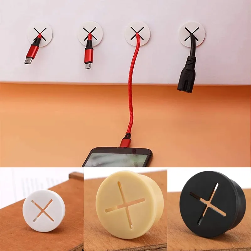 5PCS  Flexible Rubber Round Cable Hole Cover Gasket Office Desk TV Console Furnitures Cord Pass Through Grommet Wire Organizer