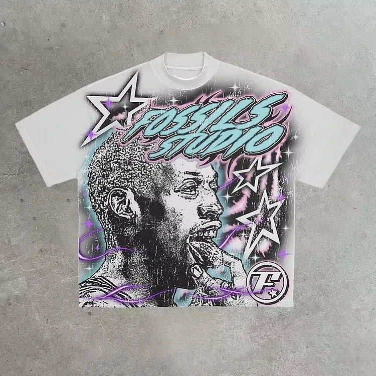 

Summer Basketball Legend Graphic Pure Cotton White Short-sleeved T-shirt Men's Y2K Short-sleeved Oversized T-shirt Street Wear